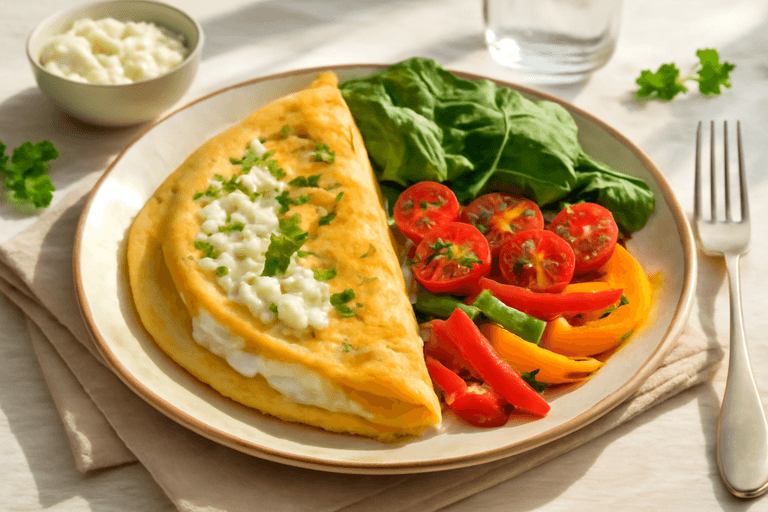 Омлет с овощами и творогом
