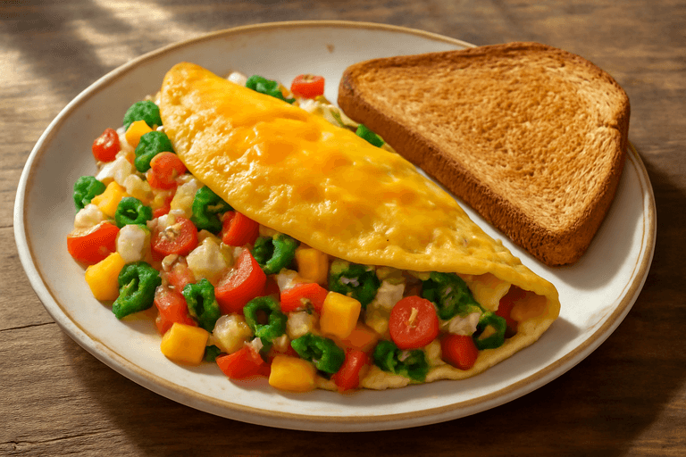 Protein-Packed Veggie Omelette with Whole Wheat Toast