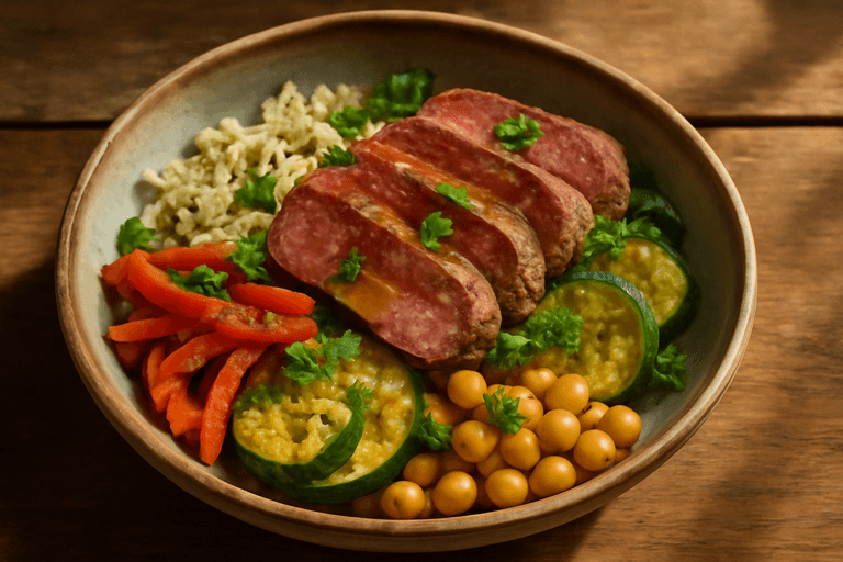 Herzhafter Rindersteak-Bowl mit Quinoa und buntem Gemüse