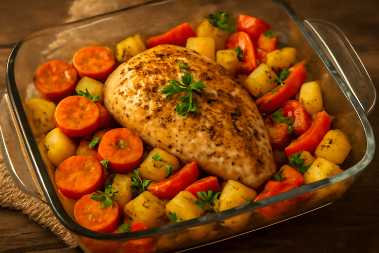 Ψητό Κοτόπουλο με Λαχανικά και Λεμόνι