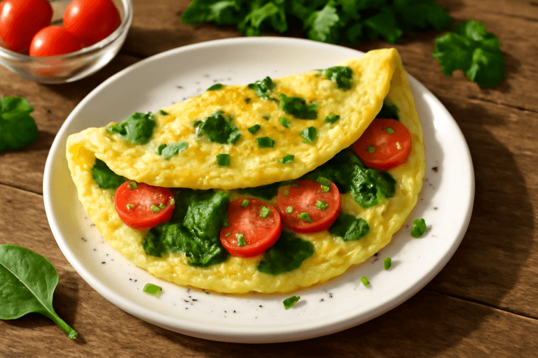 Omelette Light con Spinaci e Pomodorini