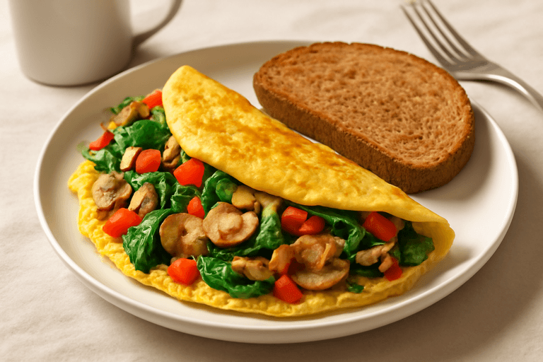 Hearty Veggie Omelette with Whole Grain Toast