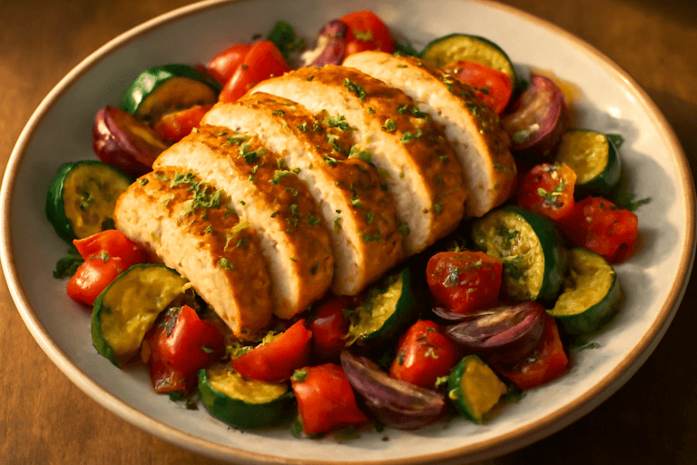 Herbed Lemon Chicken with Roasted Veggies