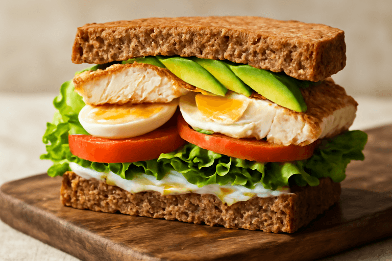 Sandviș clasic cu pui la grătar și avocado