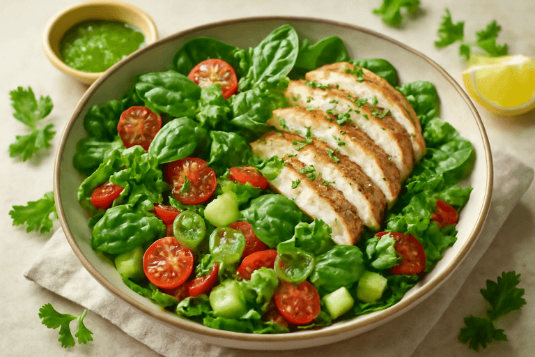 Klassisk kycklingsallad med örtdressing