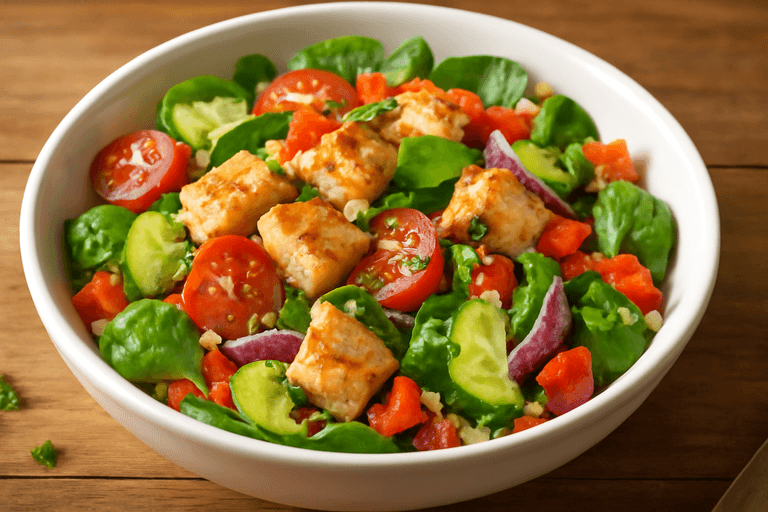 Färgstark kycklingsallad med quinoa & citronvinägrett