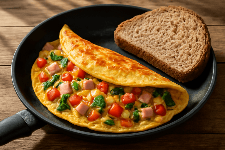 Proteinreiches Frühstücks-Omelett mit Vollkornbrot