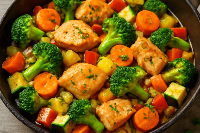 Hähnchen-Gemüse-Pfanne mit Kräutern