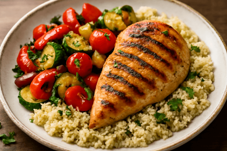 Kipfilet met Geroosterde Groenten & Quinoa