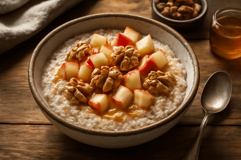 Energetyczna Owsianka Z Jablkiem i Orzechami