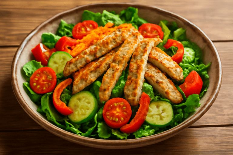 Kolorowa Sałatka z Grillowanym Kurczakiem i Warzywami
