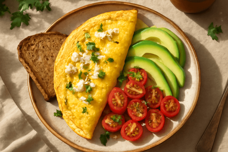 Omletă Clasică cu Brânză și Avocado