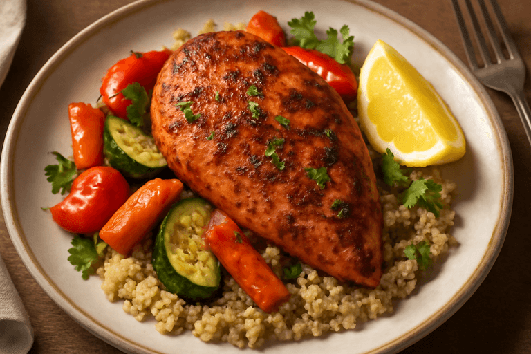 Kruidige Kipfilet met Geroosterde Groenten en Quinoa