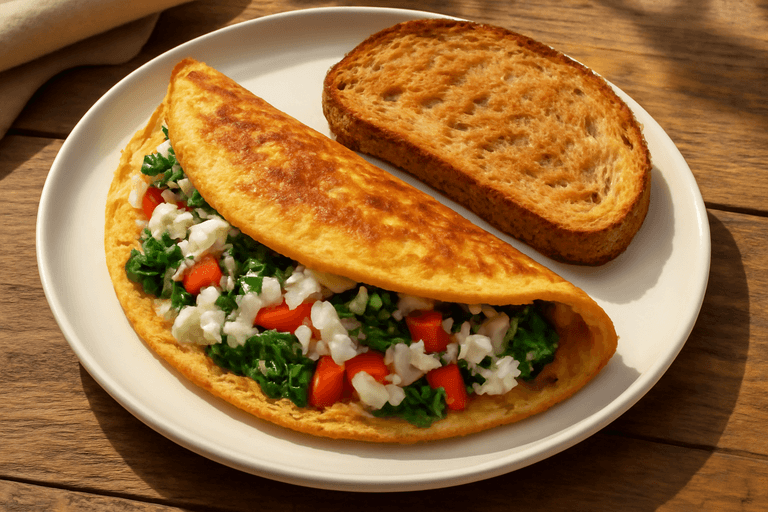 Eiwitrijke Groente Omelet met Volkoren Toast
