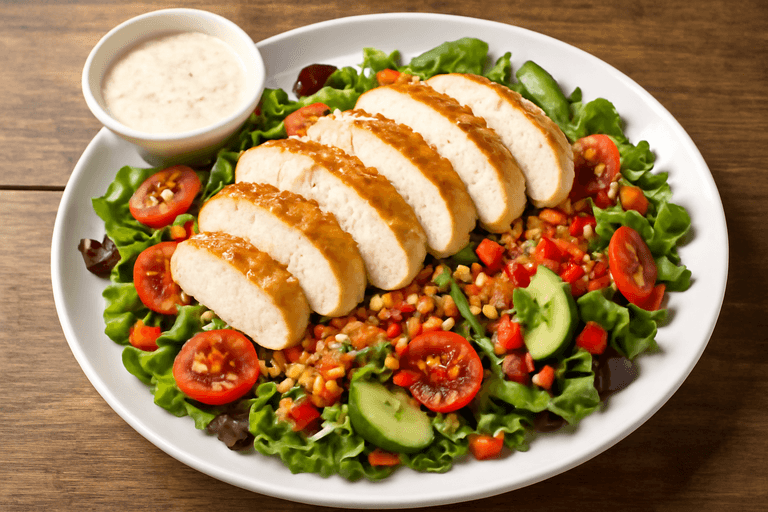 Kleurrijke Kipsalade met Citroen-Yoghurt Dressing