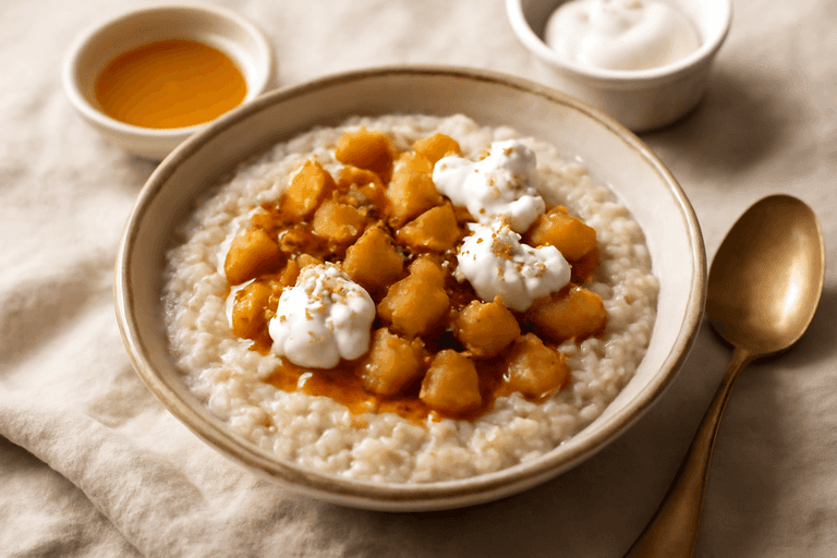 Proteinrik klassisk gröt med kanelstekta äpplen