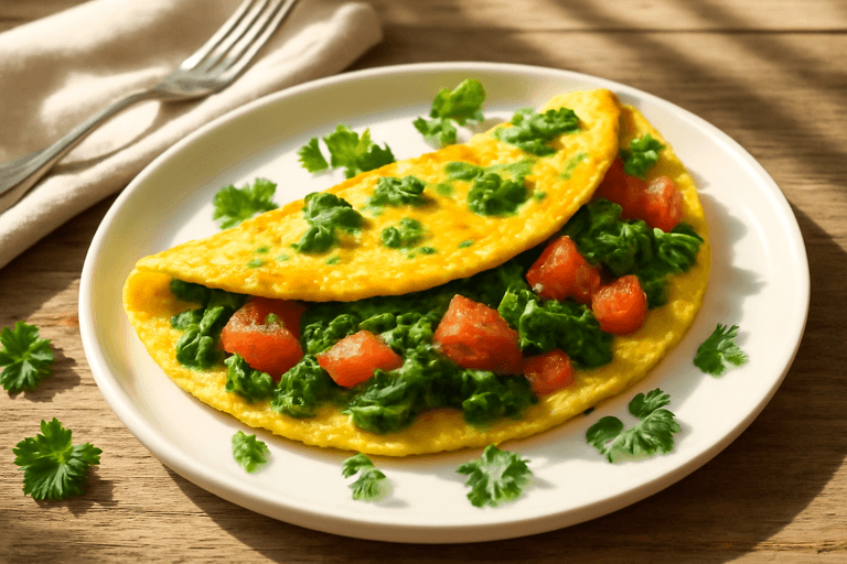 Eiwitrijke Groente Omelet met Spinazie en Tomaat