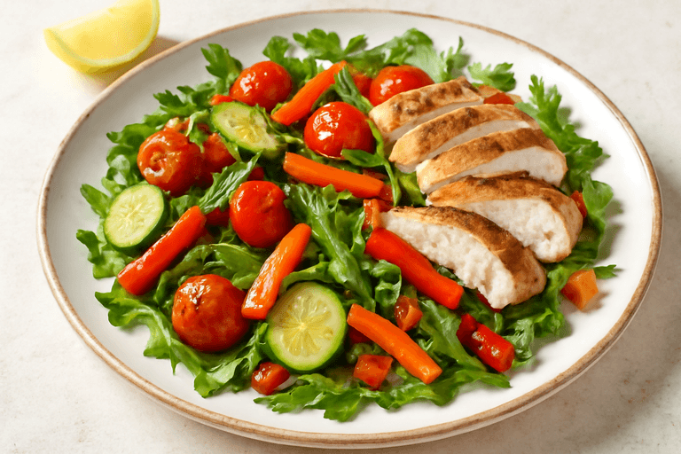 Kleurrijke Kipsalade met Geroosterde Groenten