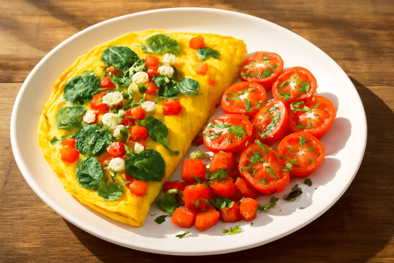 Leichter Gemüse-Omelette-Frühstücksteller