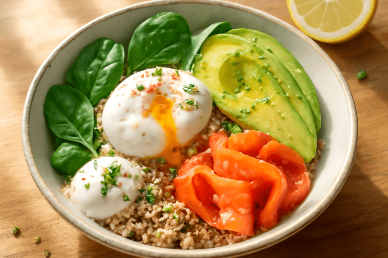 Bowl Pescetariano di Quinoa e Salmone Affumicato