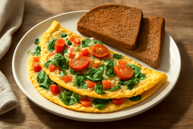 Proteinrik grönsaksomelett med fullkornstoast