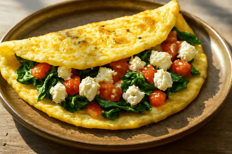 Πρωινό Ομελέτα Πρωτεΐνης με Σπανάκι και Ντομάτα