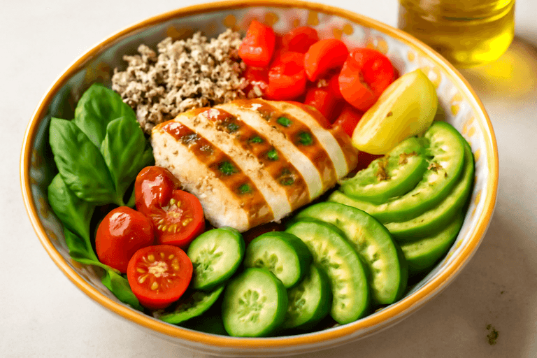 Grillet kyllingsalat med quinoa og avokado