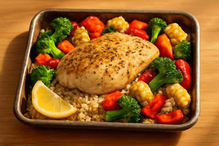 Saftig ovnsbakt kyllingfilet med grønnsaker