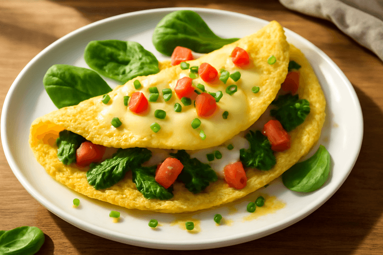Energie Boost Omelet met Spinazie en Tomaat