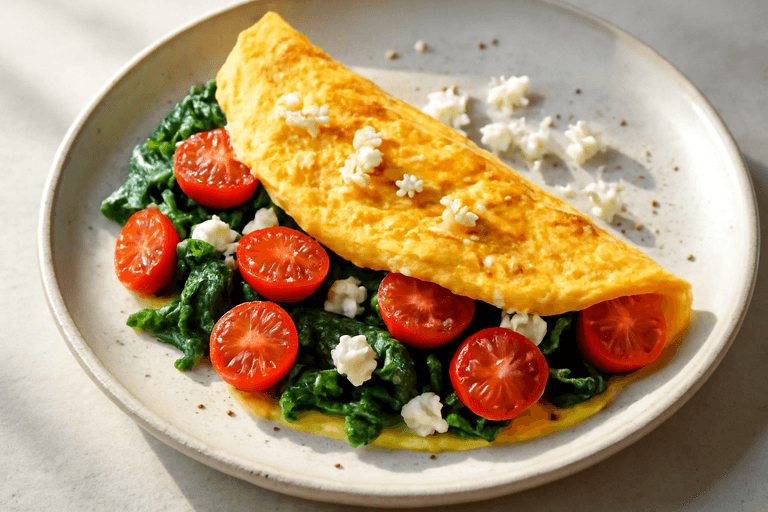 Energieboost Omelet met Spinazie en Tomaat