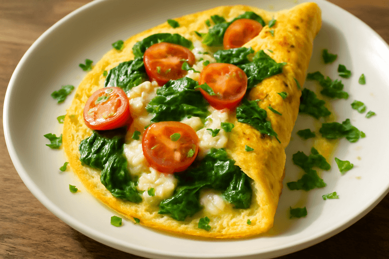 Omletă sănătoasă cu legume și brânză slabă