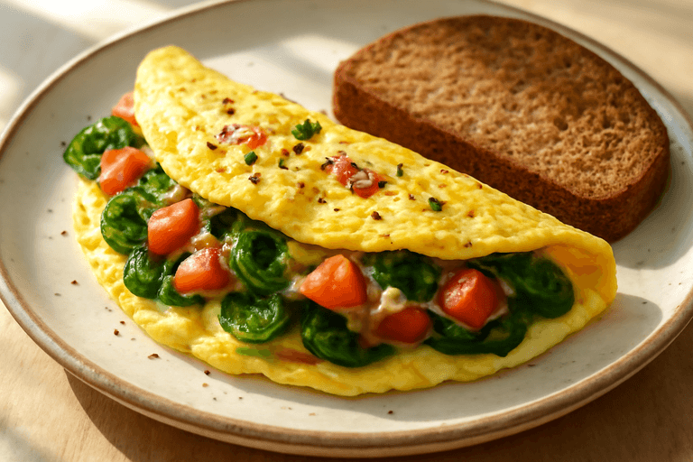 Energieboost Omelet met Spinazie en Tomaat