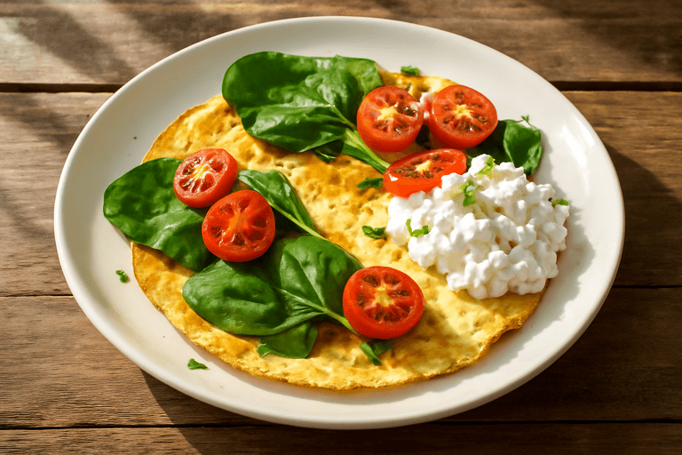 Proteinreiches Omelett mit Spinat und Tomaten
