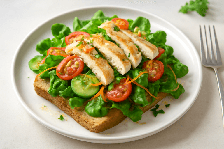 Licht gevulde kipsalade met volkorenbrood