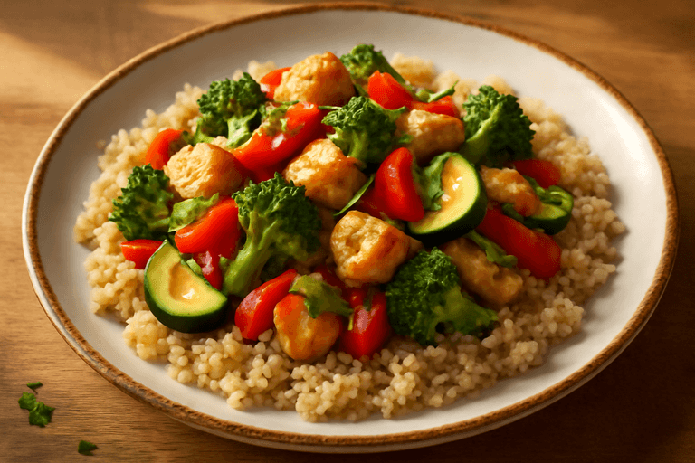 Hähnchen-Gemüse-Pfanne mit Quinoa