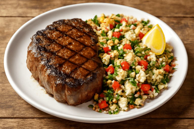 Saftiges Rindersteak mit Quinoa-Gemüsesalat