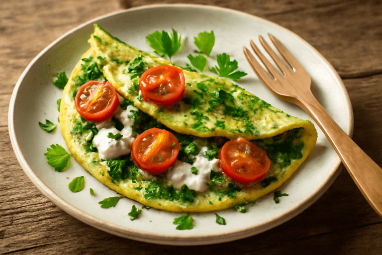 Herzhaftes Spinat-Omelett mit frischen Kräutern