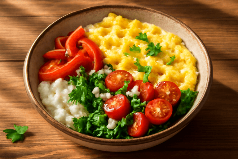 Greek-Inspired Veggie Omelette Bowl