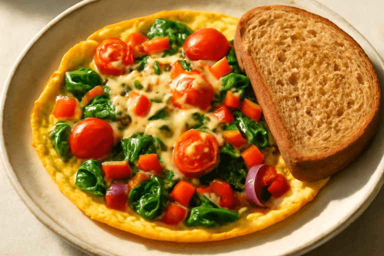 Krachtige Omelet met Groenten en Volkoren Toast