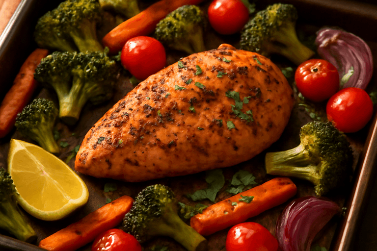 Kruidige Gegrilde Kipfilet met Geroosterde Groenten