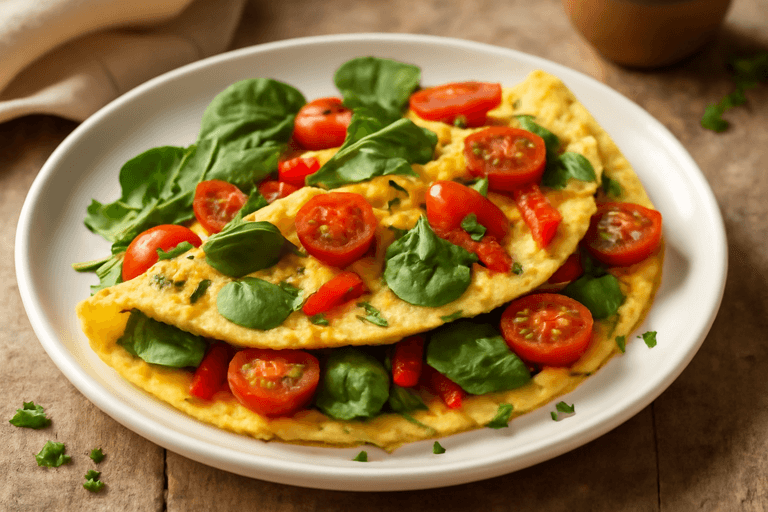 Proteinreiches Omelett mit frischem Gemüse