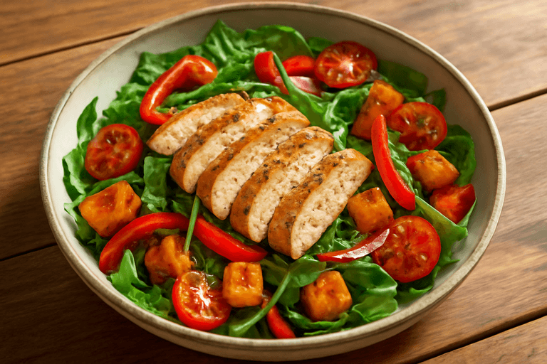 Kyllingsalat med Ovnsbakte Grønnsaker