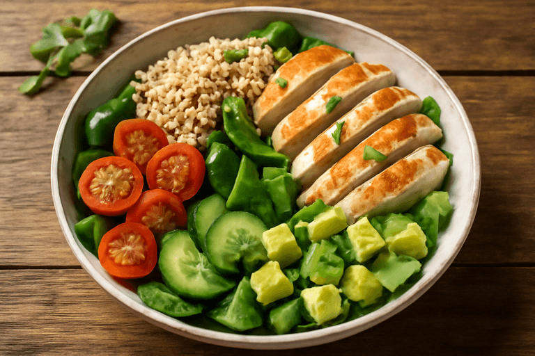 Ensalada de Pollo Clásica con Quinoa y Aguacate