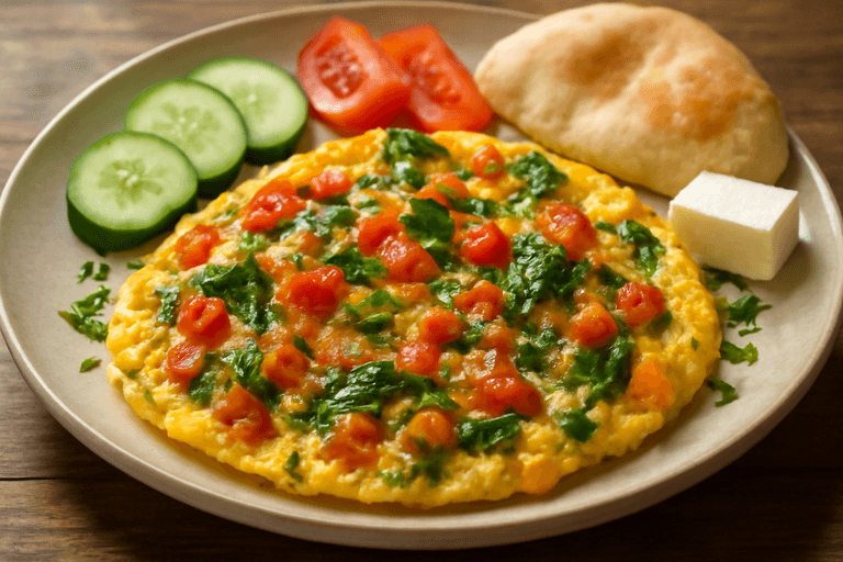 عجة البيض بالخضار والأعشاب المنشطة