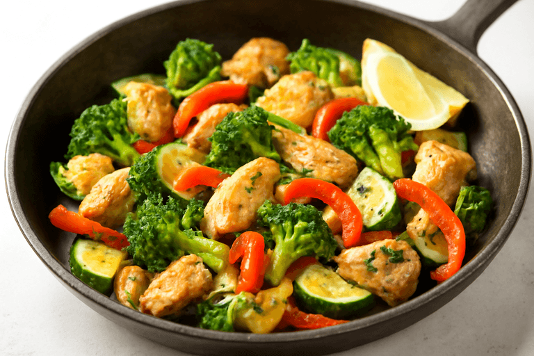 Leichtes Hähnchen-Gemüsepfanne