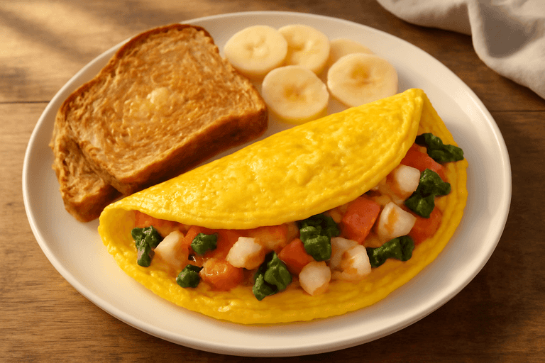Power-Up Protein Classic Omelette with Toast & Fruit