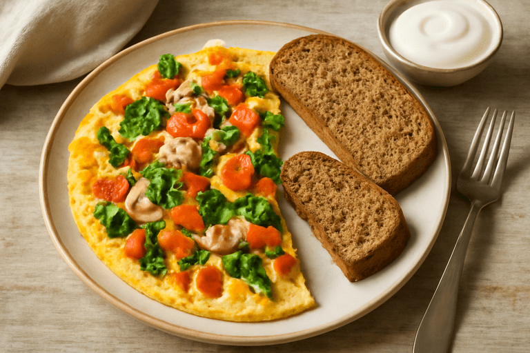 Κλασική Ομελέτα Πρωινού με Λαχανικά & Σίκαλη