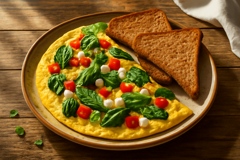 Omletă energizantă cu legume și brânză