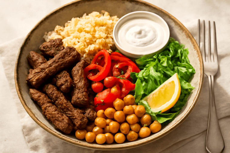 Proteinreicher Rinder-Bulgur-Bowl