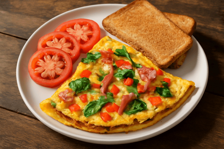 Kraftvolles Frühstücks-Omelett mit Vollkorntoast